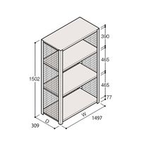 アズワン 軽量棚 ERR金網型 H1500×W1500×D300 有効棚 3段 67-5243-47 1個（直送品）