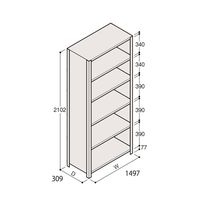 アズワン 軽量棚 ERR密閉型 H2100×W1500×D300 有効棚 5段 67-5247-13 1個（直送品）