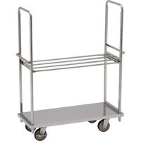 テックサス オールステンレス棚台車 1220×505 SUSφ150ウレタン車 パイプ棚1段 TD-1250D-PT1 1台（直送品）