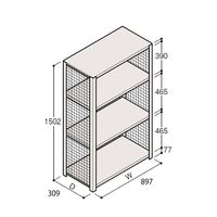 アズワン 軽量棚 ERR金網型 H1500×W900×D300 有効棚 3段 67-5243-41 1個（直送品）