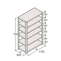 アズワン 軽量棚 ERR開放型 H1500×W1800×D300 有効棚 5段 67-5241-68 1個（直送品）