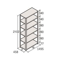 アズワン 軽量棚 ERR開放型 H2100×W1500×D450 有効棚 5段 67-5242-51 1個（直送品）