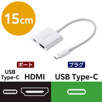 USB-C to HDMI 変換アダプタ 4K 60Hz USB充電ポート付 白 MPA