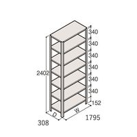 アズワン 軽量棚 ERR開放型 H2400×W1800×D300 有効棚 6段 67-5243-14 1個（直送品）