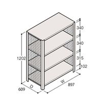 アズワン 軽量棚 ERR金網型 H1200×W900×D600 有効棚 3段 67-5243-19 1個（直送品）