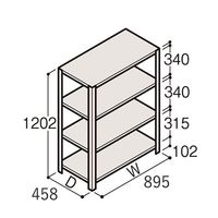 アズワン 軽量棚 ERR開放型 H1200×W900×D450 有効棚 3段 67-5241-12 1個（直送品）