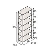 アズワン 軽量棚 ERR開放型 H2400×W1500×D450 有効棚 5段 67-5242-99 1個（直送品）
