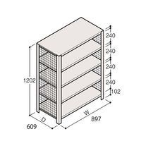 アズワン 軽量棚 ERR金網型 H1200×W900×D600 有効棚 4段 67-5243-31 1個（直送品）