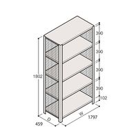アズワン 軽量棚 ERR金網型 H1800×W1800×D450 有効棚 4段 67-5243-99 1個（直送品）