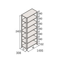 アズワン 軽量棚 ERR開放型 H2400×W1500×D300 有効棚 6段 67-5243-11 1個（直送品）