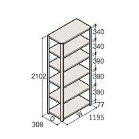 アズワン 軽量棚 ERR開放型 H2100×W1200×D300 有効棚 5段 67-5242-47 1個（直送品）