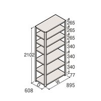 アズワン 軽量棚 ERR開放型 H2100×W900×D600 有効棚 6段 67-5242-58 1個（直送品）