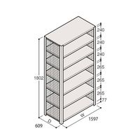 アズワン 軽量棚 ERR金網型 H1800×W1500×D600 有効棚 6段 67-5244-22 1個（直送品）