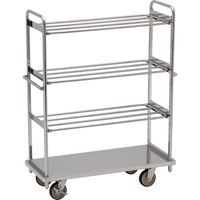 テックサス オールステンレス棚台車 1220×505 SUSφ150ウレタン車 パイプ棚3段 TD-1250D-PT3 1台（直送品）