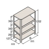 アズワン 軽量棚 ERR傾斜型 H1200×W900×D600 有効棚 3段 67-5244-75 1個（直送品）