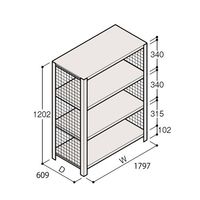 アズワン 軽量棚 ERR金網型 H1200×W1800×D600 有効棚 3段 67-5243-28 1個（直送品）