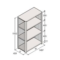アズワン 軽量棚 ERR金網型 H1500×W1500×D450 有効棚 3段 67-5243-48 1個（直送品）
