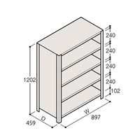 アズワン 軽量棚 ERR密閉型 H1200×W900×D450 有効棚 4段 67-5245-86 1個（直送品）
