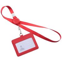 Trimate リール式平紐ネックストラップ 名刺・IDカードホルダー付き 横型 レッド TR-STP023-RD 1個（直送品）