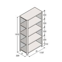 アズワン 軽量棚 ERR金網型 H1800×W1200×D300 有効棚 4段 67-5243-92 1個（直送品）