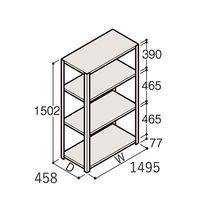アズワン 軽量棚 ERR開放型 H1500×W1500×D450 有効棚 3段 67-5241-42 1個（直送品）