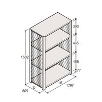 アズワン 軽量棚 ERR金網型 H1500×W1800×D600 有効棚 3段 67-5243-52 1個（直送品）