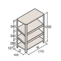 アズワン 軽量棚 ERR傾斜型 H1200×W1800×D600 有効棚 3段 67-5244-81 1個（直送品）