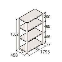 アズワン 軽量棚 ERR開放型 H1500×W1800×D450 有効棚 3段 67-5241-45 1個（直送品）
