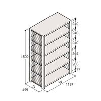 アズワン 軽量棚 ERR金網型 H1500×W1200×D450 有効棚 5段 67-5243-69 1個（直送品）