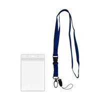 Trimate 平紐ネックストラップ 名刺・IDカード用ケース ストラップパーツ付き 縦型 ブルー TR-STP025-BL 1個（直送品）