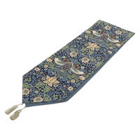 川島織物セルコン モリスデザインスタジオ いちご泥棒 テーブルランナー 350×2400mm ブルー HN1711_97B 1枚（直送品）