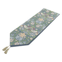 川島織物セルコン モリスデザインスタジオ いちご泥棒 テーブルランナー 350×2400mm ブルーグリーン HN1711_97BG 1枚（直送品）