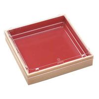 エフピコ 寿司桶 WPS-角235-235透明蓋付 柾目朱 80060021 1ケース(90個(10個×9)（直送品）