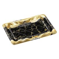 エフピコ 寿司容器 大波皿2-4(V1) 本体 黒なぎ金 4C403204 1袋(50個)（直送品）