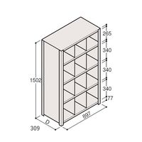 アズワン 軽量棚 ERR仕切型 H1500×W900 ×D300 有効棚 4段 3分割 67-5245-36 1個（直送品）