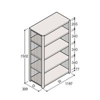アズワン 軽量棚 ERR金網型 H1500×W1200×D300 有効棚 4段 67-5243-56 1個（直送品）