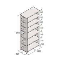 アズワン 軽量棚 ERR金網型 H2100×W1800×D600 有効棚 6段 67-5244-73 1個（直送品）
