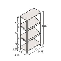 アズワン 軽量棚 ERR傾斜型 H1800×W1500×D450 有効棚 3段 67-5245-03 1個（直送品）