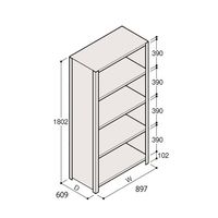 アズワン 軽量棚 ERR密閉型 H1800×W900×D600 有効棚 4段 67-5246-48 1個（直送品）