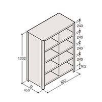 アズワン 軽量棚 ERR仕切型 H1200×W900 ×D450 有効棚 4段 2分割 67-5245-29 1個（直送品）