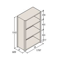 アズワン 軽量棚 ERR密閉型 H1500×W1800×D600 有効棚 3段 67-5246-09 1個（直送品）