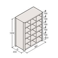 アズワン 軽量棚 ERR仕切型 H1200×W900 ×D450 有効棚 5段 3分割 67-5245-34 1個（直送品）