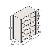 アズワン 軽量棚 ERR仕切型 H1200×W900 ×D300 有効棚 5段 3分割 67-5245-32 1個（直送品）