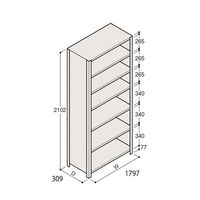 アズワン 軽量棚 ERR密閉型 H2100×W1800×D300 有効棚 6段 67-5247-28 1個（直送品）
