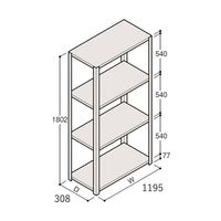 アズワン 軽量棚 ERR開放型 H1800×W1200×D300 有効棚 3段 67-5241-74 1個（直送品）