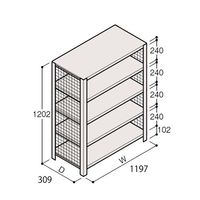 アズワン 軽量棚 ERR金網型 H1200×W1200×D300 有効棚 4段 67-5243-32 1個（直送品）