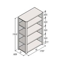 アズワン 軽量棚 ERR金網型 H1500×W1800×D600 有効棚 4段 67-5243-64 1個（直送品）