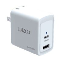 リーダーメディアテクノ 窒化ガリウムAC充電器 2口 C(PD)+Aポート 65W L-AC-G65 1個 66-0023-08（直送品）