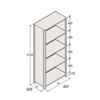 アズワン 軽量棚 ERR密閉型 H2100×W900×D600 有効棚 4段 67-5246-96 1個（直送品）