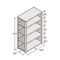 アズワン 軽量棚 ERR金網型 H1500×W1500×D450 有効棚 4段 67-5243-60 1個（直送品）